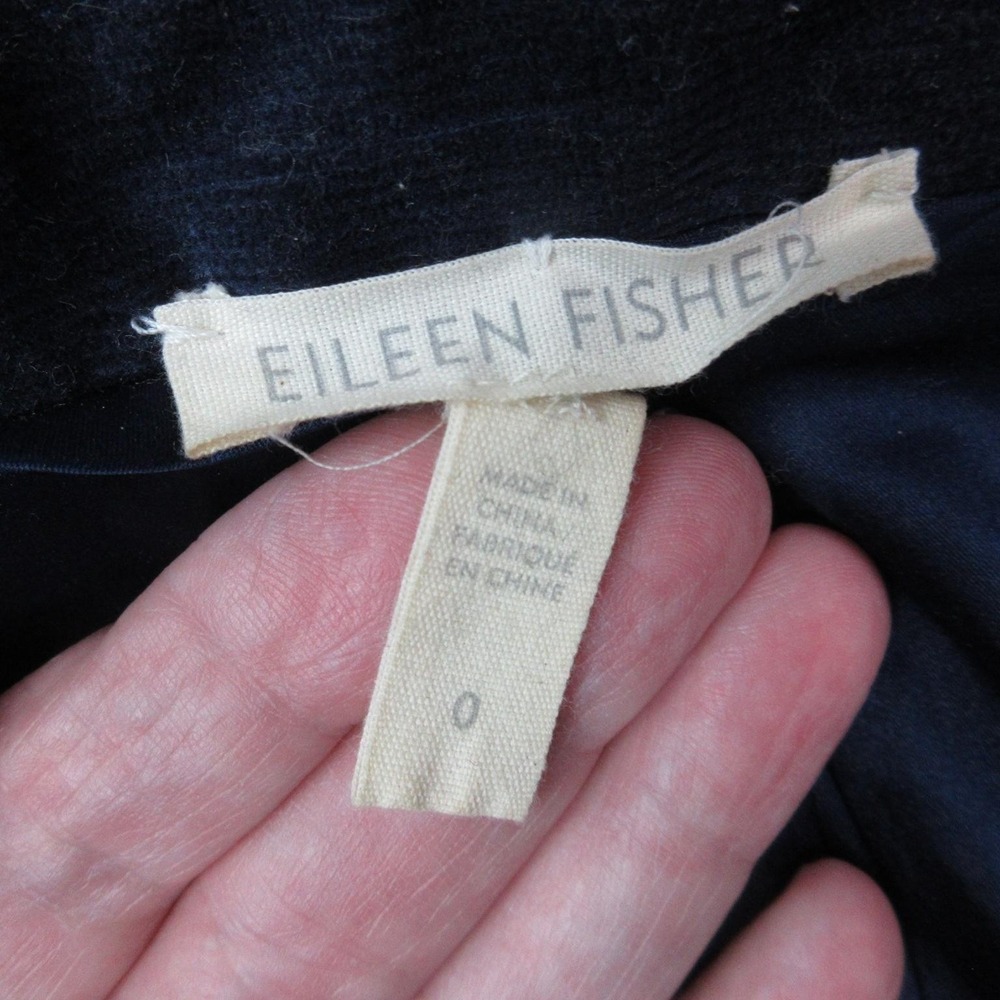 Eileen Fisher Blazer Womens 0 Navy Blue Corduroy Stretch Organic Cotton Jacket - Picture 13 of 16